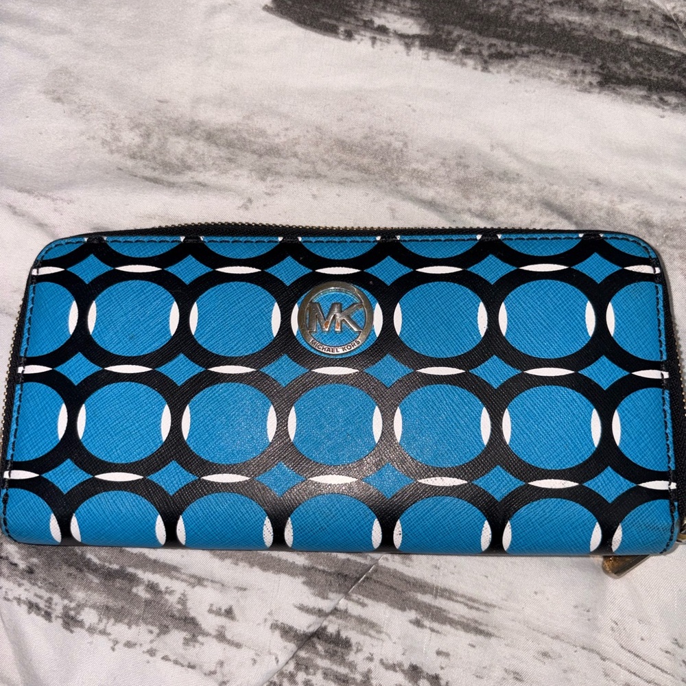 Michael Kors Geometric Blue and Black Wallet